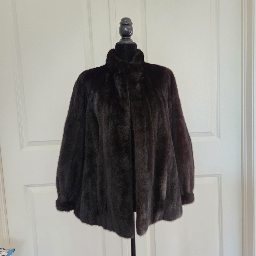 Vintage BLACKGLAMA Dark Ranch Mink Fur Jacket Coat Women's Luxury